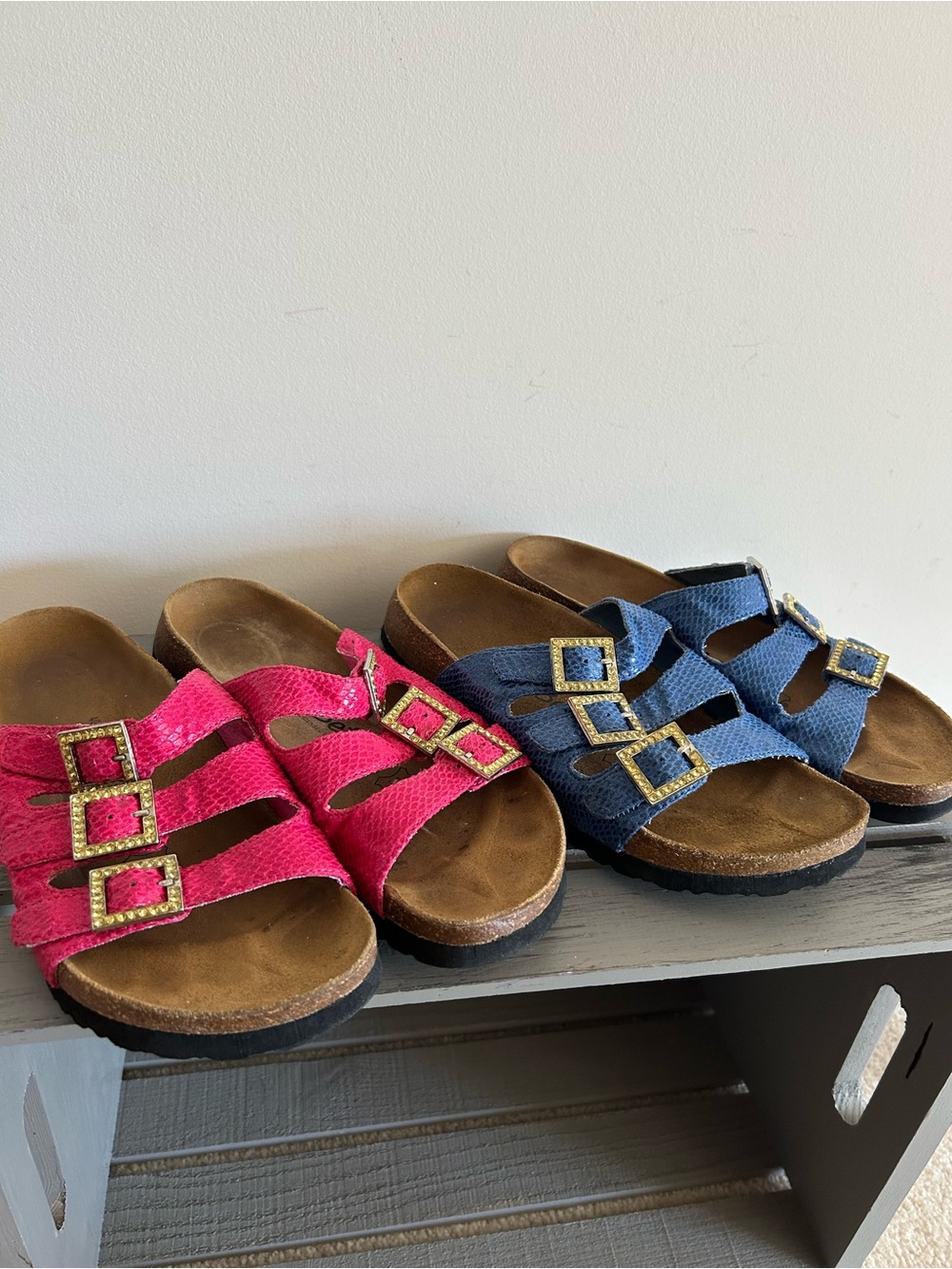 Birkenstock Betula Florida Sandals In Hot Pink & Blue Snake Print Sz 9